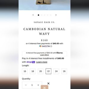 Savage Cambodian hair wavy 22"